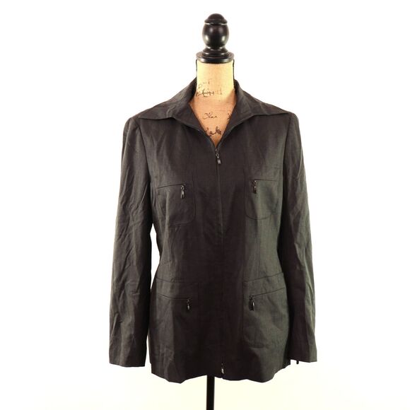 Escada Charcoal Gray Wool Blazer Jacket size 40 - Picture 1 of 13